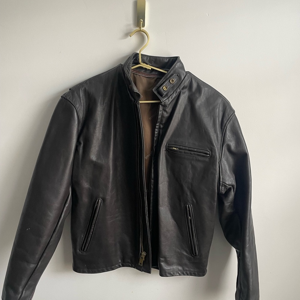 SCHOTT Brown Leather Vintage Biker Jacket